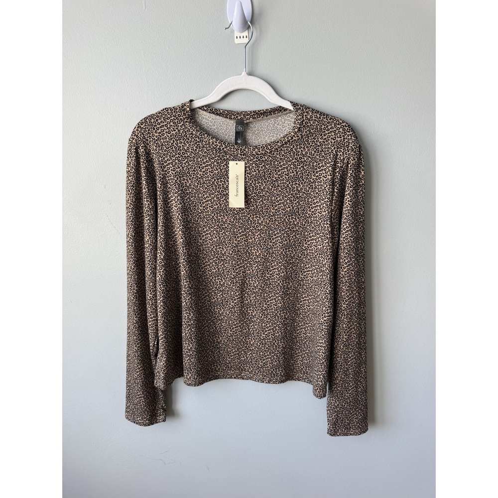 NWT Francesca's ALAYA Leopard Cheetah Print Top Blouse Women's Size Large L USA
